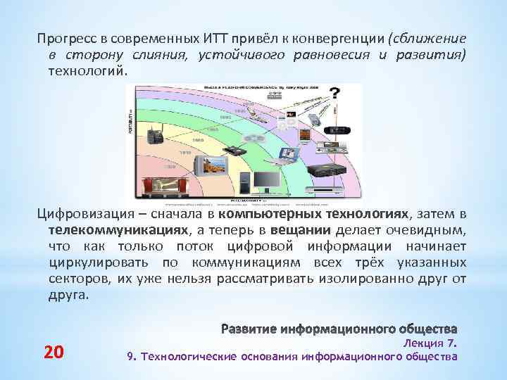 Прогресс в современных ИТТ привёл к конвергенции (сближение в сторону слияния, устойчивого равновесия и