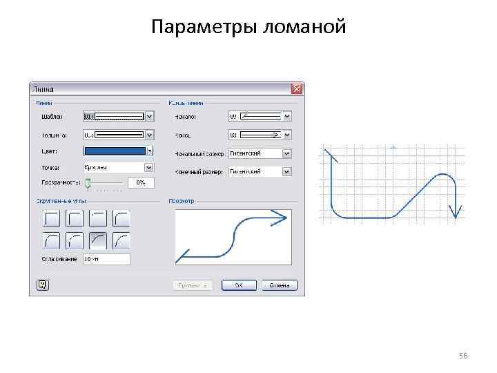 Параметры ломаной 56 