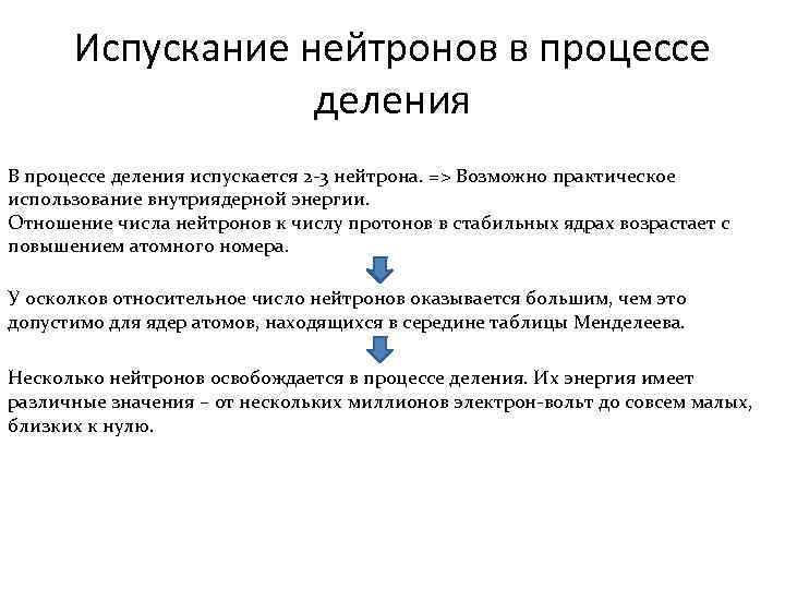 Испускание нейтронов в процессе деления В процессе деления испускается 2 -3 нейтрона. => Возможно