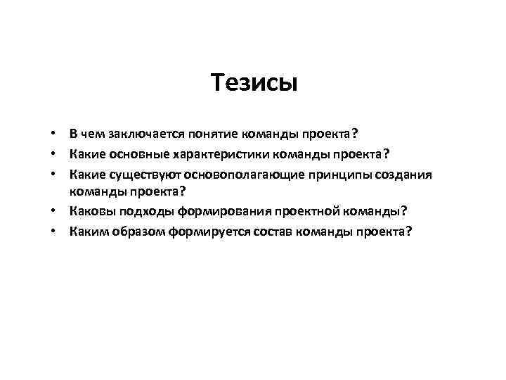 В чем заключается концепция. Тезисы проекта. Тезис характеристики в проекте\. Тезисы про команду. Основные тезисы по развитию проекта.