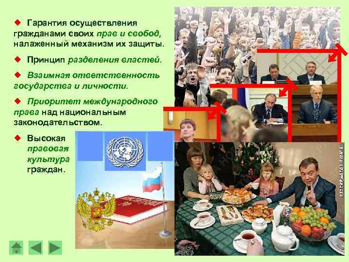 ¿ Гарантия осуществления гражданами своих прав и свобод, налаженный механизм их защиты. ¿ Принцип