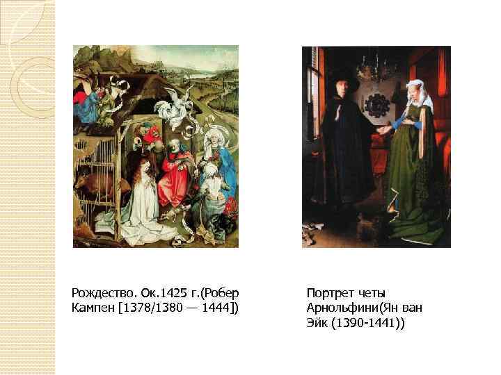 Рождество. Ок. 1425 г. (Робер Кампен [1378/1380 — 1444]) Портрет четы Арнольфини(Ян ван Эйк