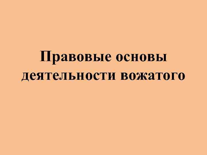 Правовые основы деятельности вожатого презентация