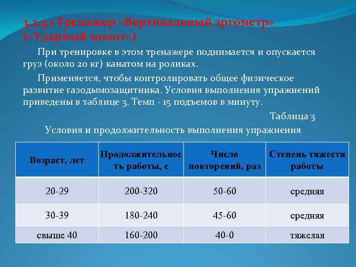 3. 2. 3. 1 Тренажер «Вертикальный эргометр» ( «Ударный молот» ) При тренировке в