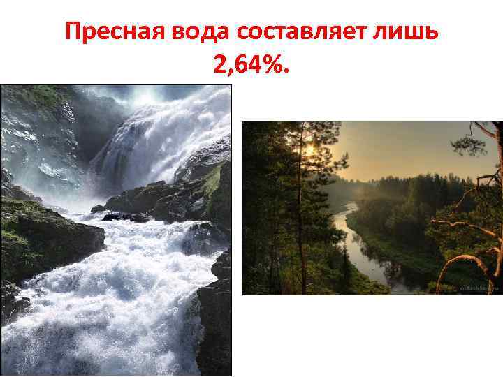 Пресная вода составляет лишь 2, 64%. 