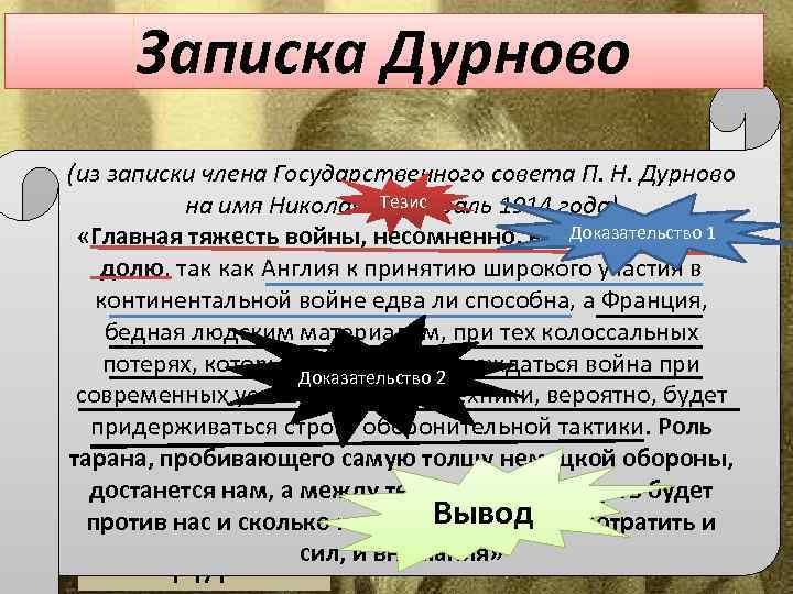 Записка Дурново (из записки члена Государственного совета П. Н. Дурново Тезис на имя Николая