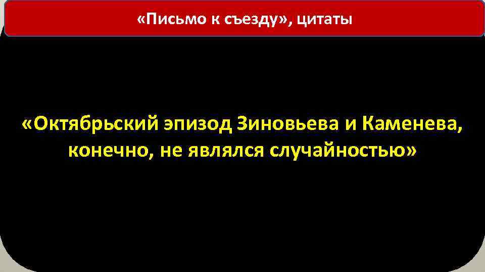  «Письмо к съезду» , цитаты «Октябрьский эпизод Зиновьева и Каменева, конечно, не являлся
