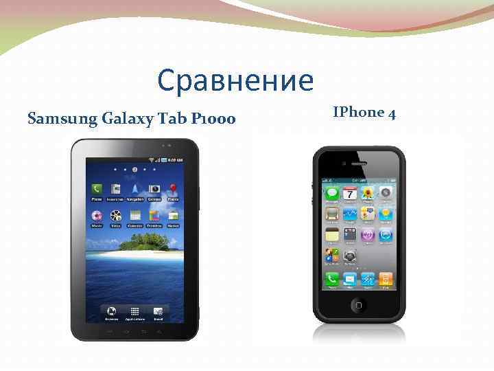 Сравнение Samsung Galaxy Tab P 1000 IPhone 4 