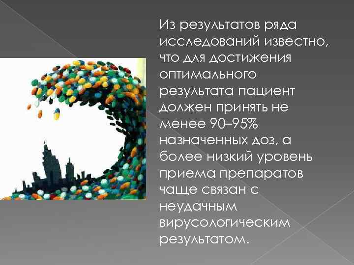 Из результатов ряда исследований известно, что для достижения оптимального результата пациент должен принять не