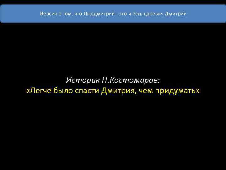 Версия о том, что Лжедмитрий - это и есть царевич Дмитрий Историк Н. Костомаров: