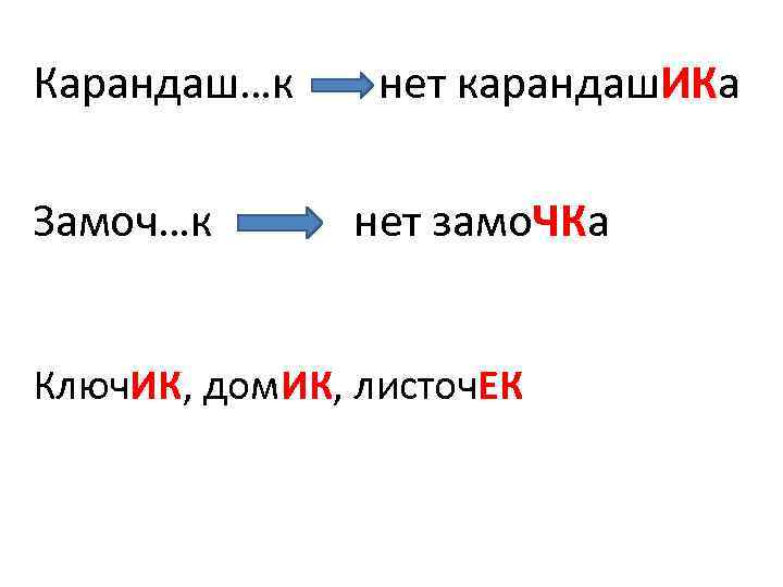 Карандаш…к нет карандаш. ИКа Замоч…к нет замо. ЧКа Ключ. ИК, дом. ИК, листоч. ЕК