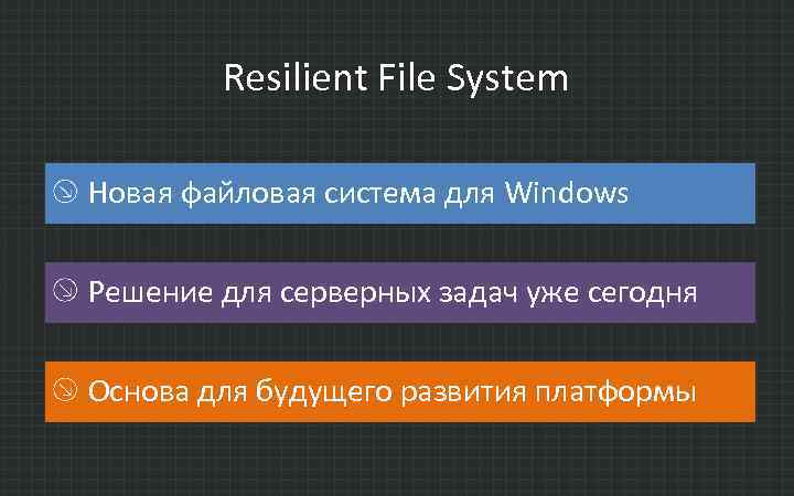 Resilient File System Новая файловая система для Windows Решение для серверных задач уже сегодня