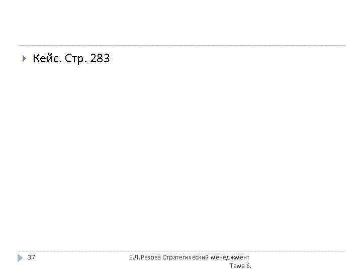  Кейс. Стр. 283 37 Е. Л. Разова Стратегический менеджмент Тема 6. 