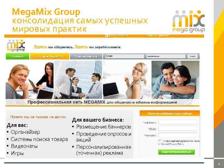 Mega. Mix Group консолидация самых успешных мировых практик Для вашего бизнеса: Для вас: •