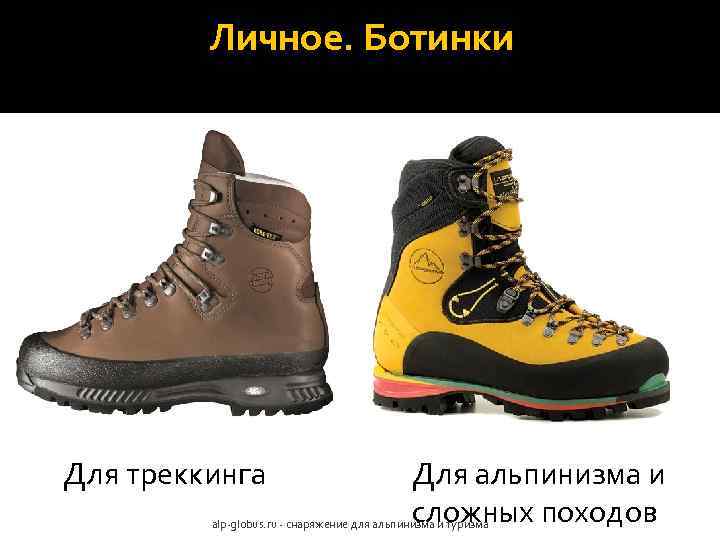 Личное. Ботинки Для треккинга Для альпинизма и сложных походов alp-globus. ru - снаряжение для
