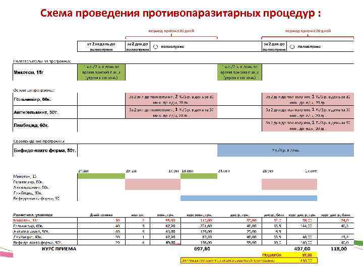 Схема проведения противопаразитарных процедур : 