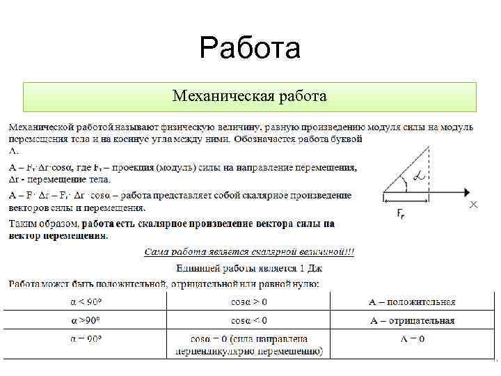Работа Механическая работа 