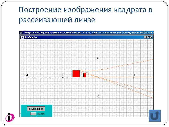 Построить изображение квадрата в собирающей линзе