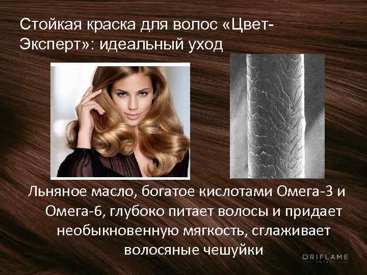 Стойкая краска для волос «Цвет. Эксперт» : идеальный уход Льняное масло, богатое кислотами Омега-3