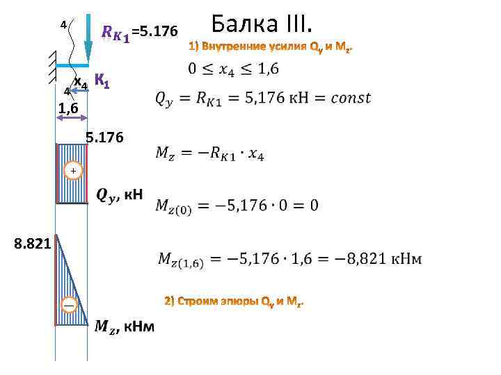 4 4 Балка III. =5. 176 x 4 1, 6 5. 176 + 8.