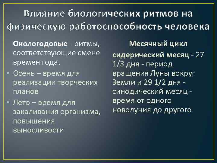 Влияние биоритмов на организм человека проект