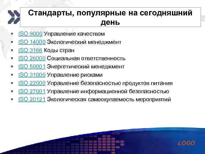 Add your company slogan Стандарты, популярные на сегодняшний день § § § § §