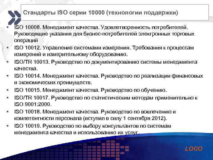 Add your company slogan Стандарты ISO серии 10000 (технологии поддержки) § § § §