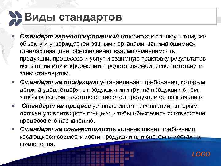 Виды стандартов Add your company slogan § Стандарт гармонизированный относится к одному и тому