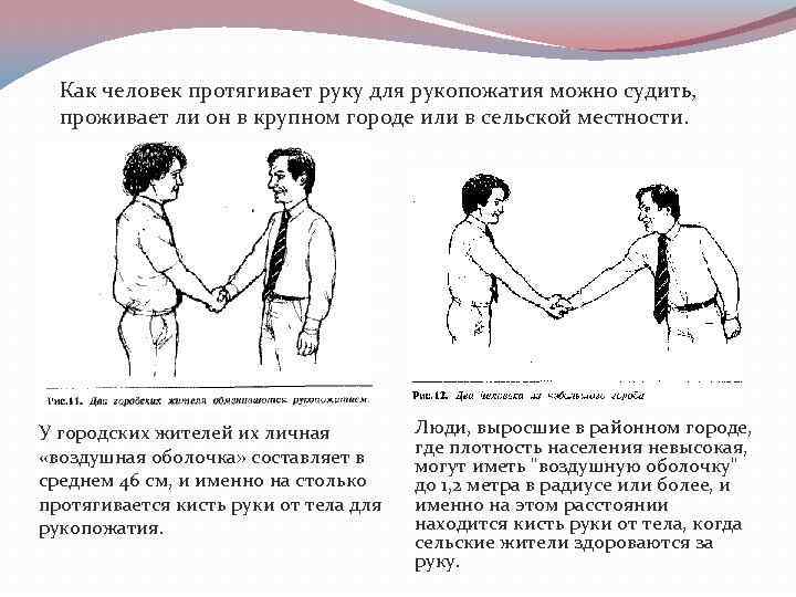 Как человек протягивает руку для рукопожатия можно судить, проживает ли он в крупном городе