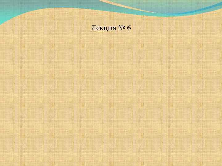 Лекция № 6 