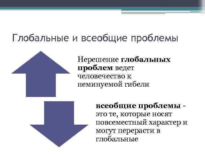 Глобальные и всеобщие проблемы Нерешение глобальных проблем ведет человечество к неминуемой гибели всеобщие проблемы