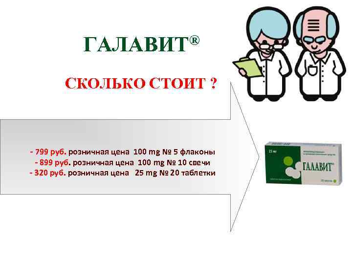  ® ГАЛАВИТ СКОЛЬКО СТОИТ ? - 799 руб. розничная цена 100 mg №