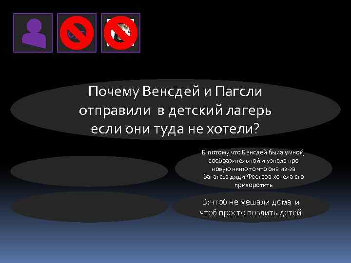 50/50 Почему Венсдей и Пагсли отправили в детский лагерь если они туда не хотели?