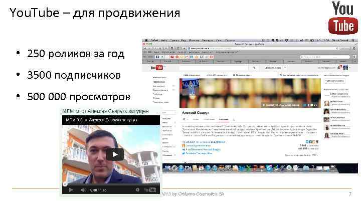 You. Tube – для продвижения • 250 роликов за год • 3500 подписчиков •