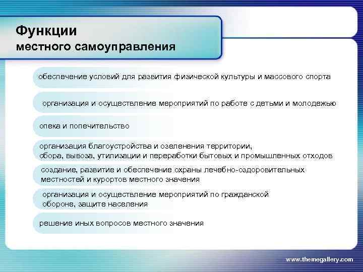 Функции местного самоуправления в российской