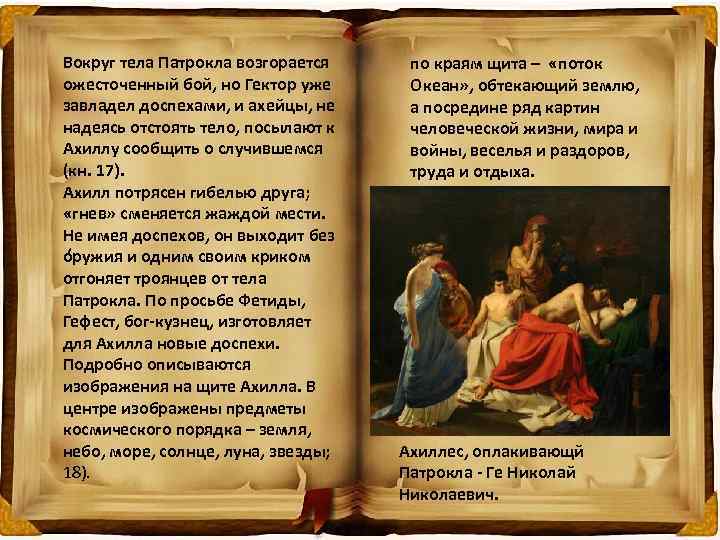 Вокруг тела Патрокла возгорается ожесточенный бой, но Гектор уже завладел доспехами, и ахейцы, не