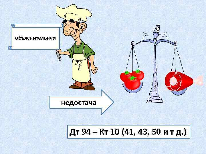 объяснительная недостача Дт 94 – Кт 10 (41, 43, 50 и т д. )