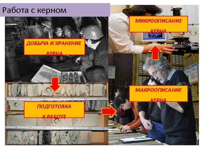 Работа с керном МИКРООПИСАНИЕ КЕРНА ДОБЫЧА И ХРАНЕНИЕ КЕРНА МАКРООПИСАНИЕ ПОДГОТОВКА К РАБОТЕ КЕРНА