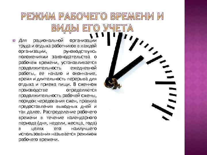 Режим рабочей смены. Распорядок рабочего времени. Рабочее время и режим труда.