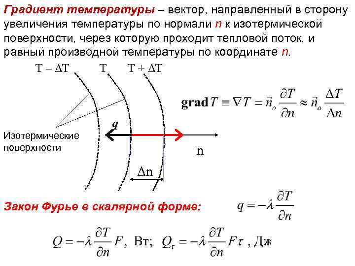 Направление вектора градиента температуры на рисунке обозначено цифрой