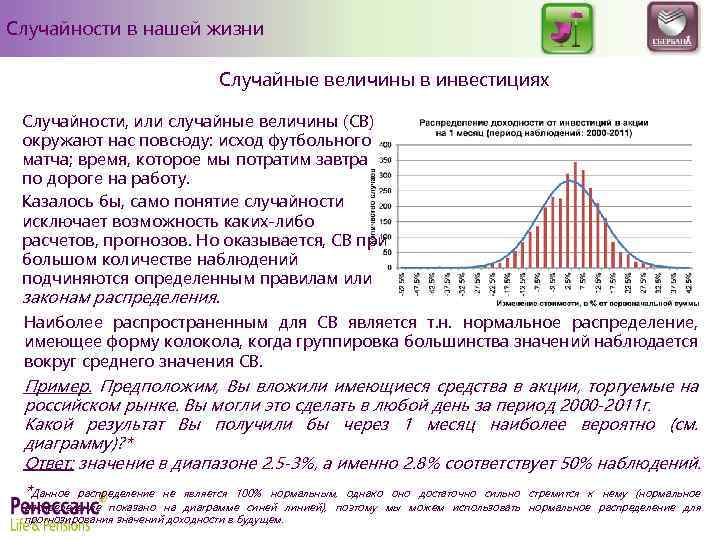 Случайности в нашей жизни Случайные величины в инвестициях Случайности, или случайные величины (СВ) окружают