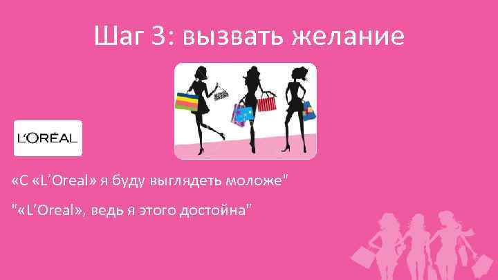 Шаг 3: вызвать желание «С «L’Oreal» я буду выглядеть моложе