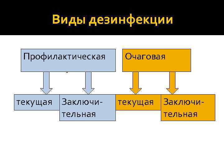 Виды дезинфекции Профилактическая текущая Заключительная Очаговая текущая Заключительная 