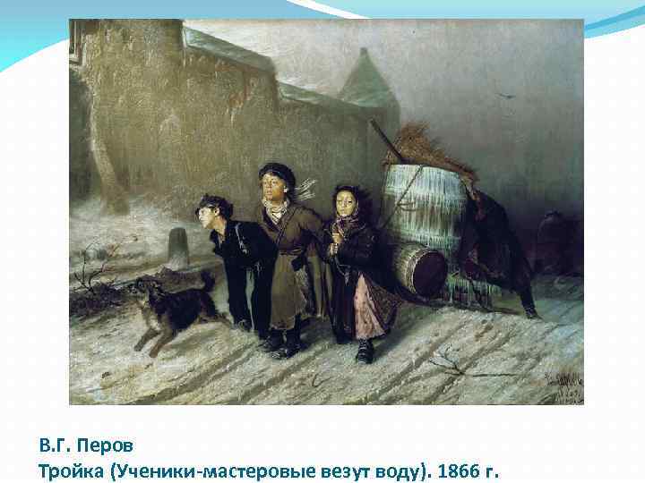 В. Г. Перов Тройка (Ученики-мастеровые везут воду). 1866 г. 