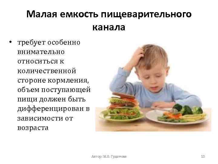Малая емкость пищеварительного канала • требует особенно внимательно относиться к количественной стороне кормления, объем