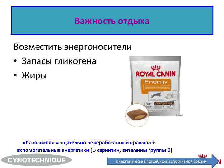 Важность отдыха Возместить энергоносители • Запасы гликогена • Жиры «Лакомство» = тщательно переработанный крахмал