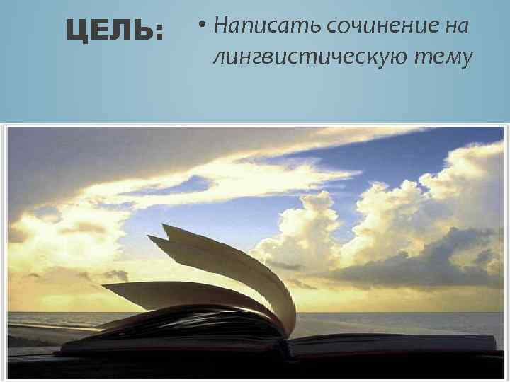 ЦЕЛЬ: • Написать сочинение на лингвистическую тему 