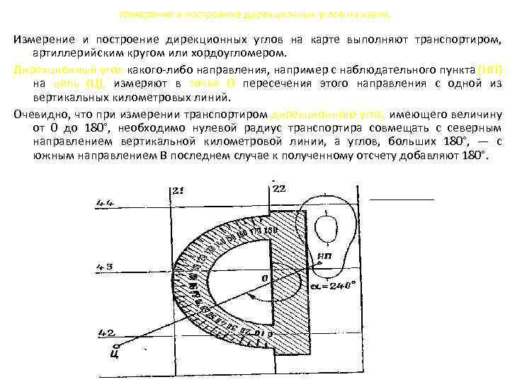 Измерение и построение дирекционных углов на карте. Измерение и построение дирекционных углов на карте