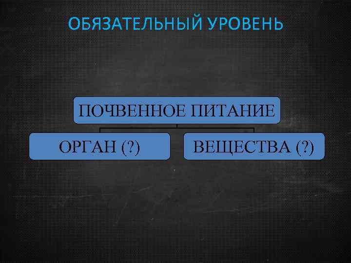 ОБЯЗАТЕЛЬНЫЙ УРОВЕНЬ ПОЧВЕННОЕ ПИТАНИЕ ОРГАН (? ) ВЕЩЕСТВА (? ) 