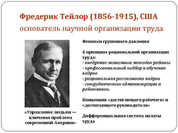 Принципы тейлора. Фредерик Тейлор 1856. Фредерик Тейлор (1856-1915). Принципы научной организации труда ф. Тейлора. Фредерик Тейлор школа научного управления.